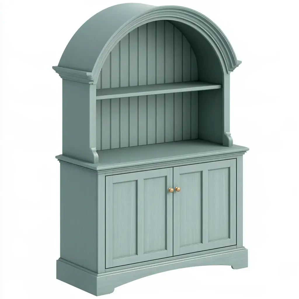Aparador con estantes arqueados y puertas inferiores - verde