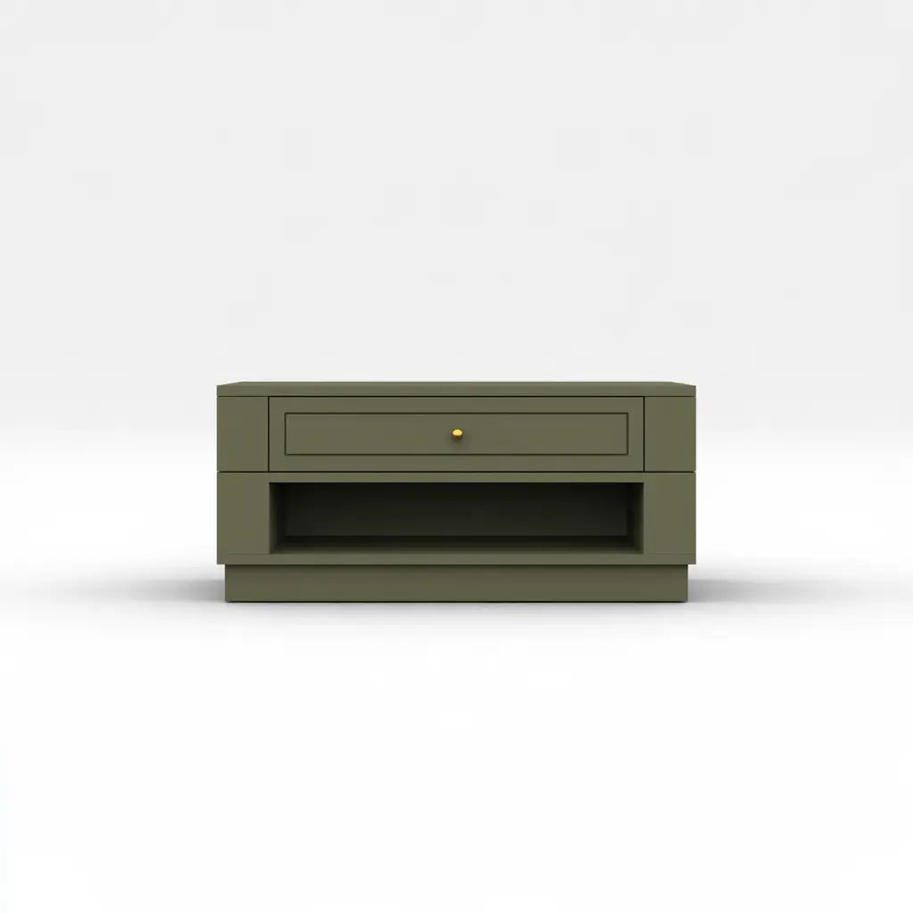 Mesita de noche con cajón superior y hueco abierto - verde