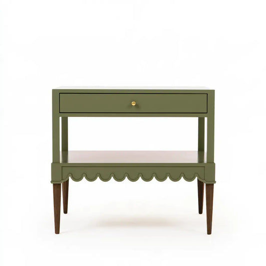 Consola con cajón y borde inferior ondulado - verde