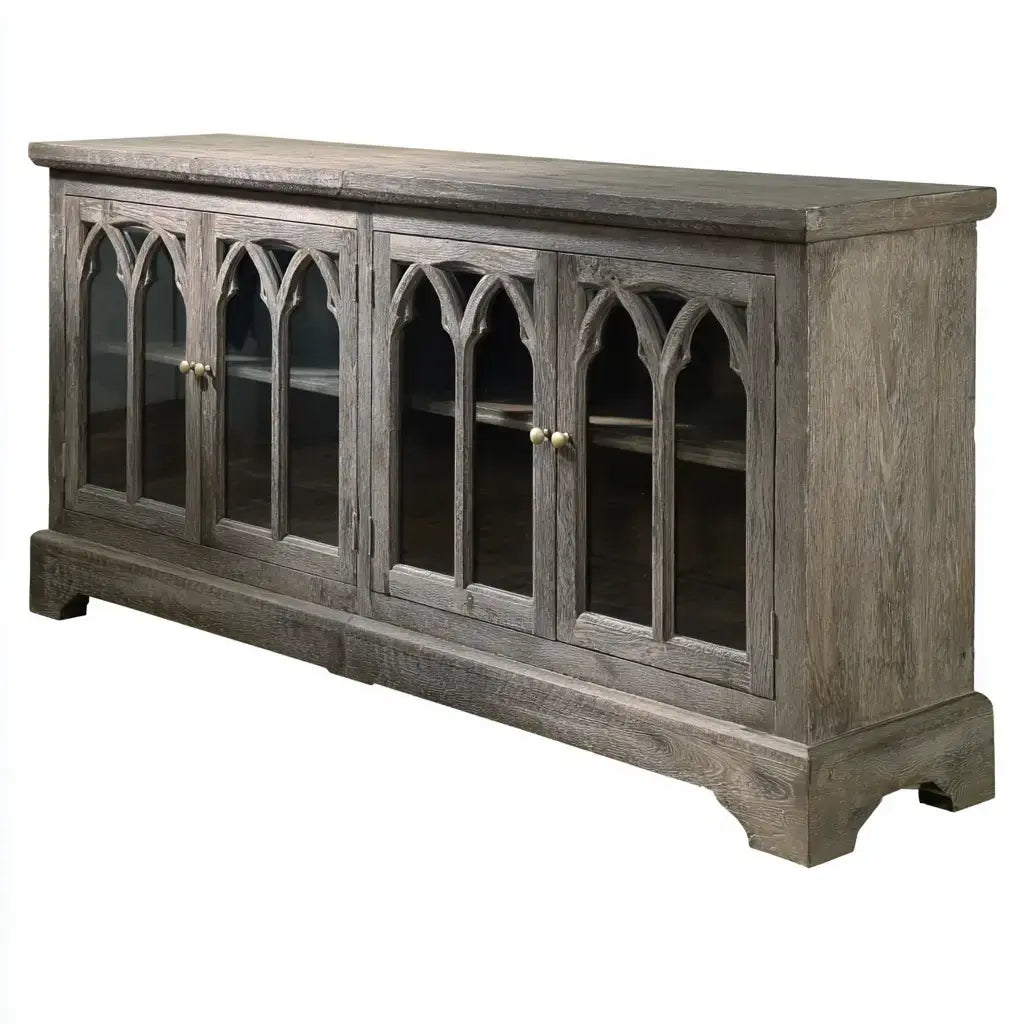Aparador con puertas de arcos y patas bajas - gris