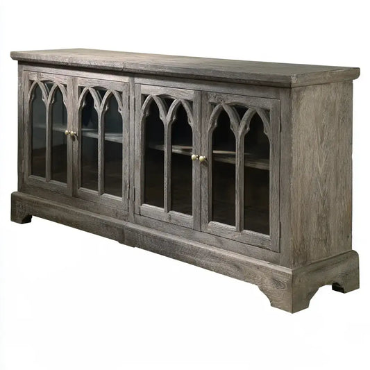 Aparador con puertas de arcos y patas bajas - gris