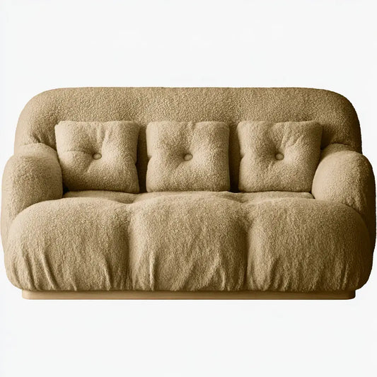 Sofá con cojines abombados y brazos redondos - beige